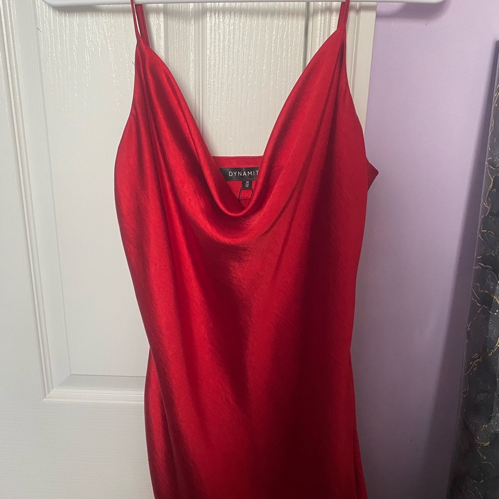 Dynamite Vibrant Red Satin Dress